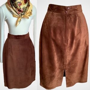 DANIER Vintage Suede Leather Pencil Skirt